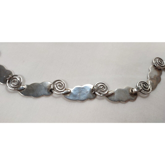 Vintage A or R Muñoz Taxco 925 Sterling Silver Leaf Necklace 17” Handmade Mexico - Picture 11 of 16